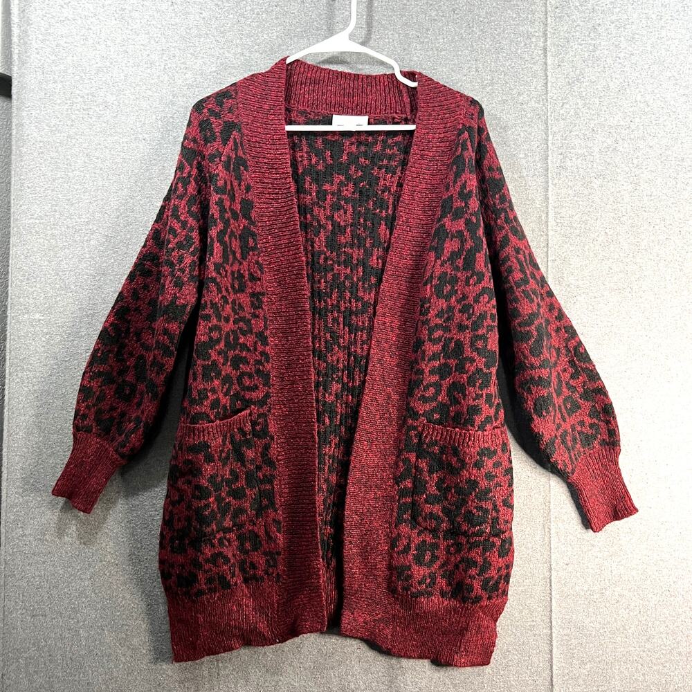Belle by Kim Gravel Intarsia Animal Cardigan with Po Rumba Red Size XS